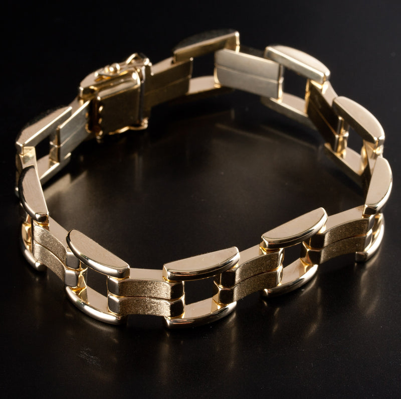 14k Yellow Gold Hollow Large Link Style Italian Bracelet 25.1g 7.5" Length