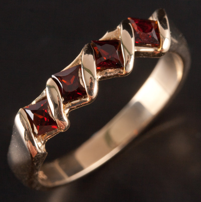 14k Yellow Gold Princess Mozambique Garnet Cocktail Style Ring .72ctw 3.88g