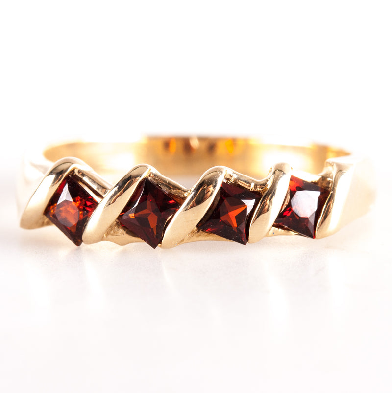 14k Yellow Gold Princess Mozambique Garnet Cocktail Style Ring .72ctw 3.88g