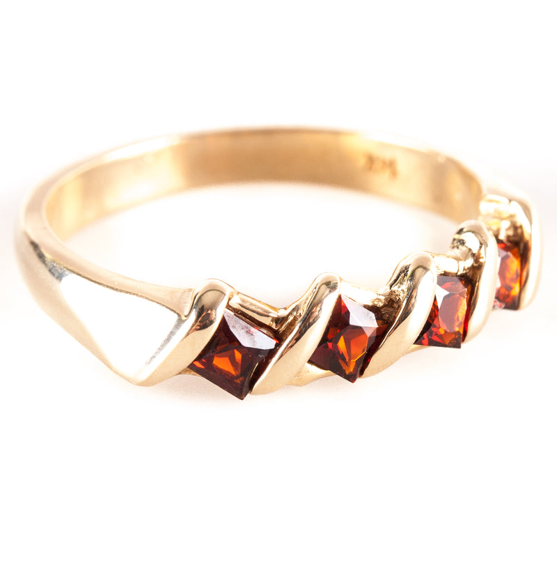 14k Yellow Gold Princess Mozambique Garnet Cocktail Style Ring .72ctw 3.88g