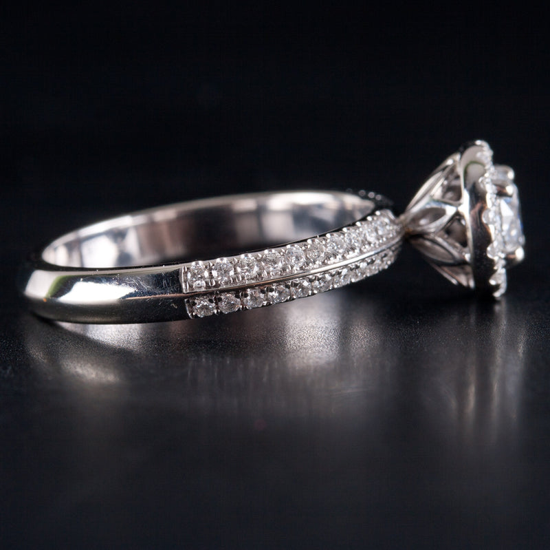 10k White Gold Round H SI2 Diamond Halo Style Engagement Ring .81ctw 3.45g