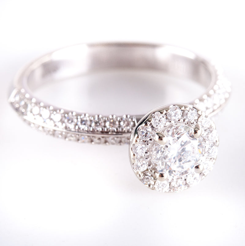 10k White Gold Round H SI2 Diamond Halo Style Engagement Ring .81ctw 3.45g