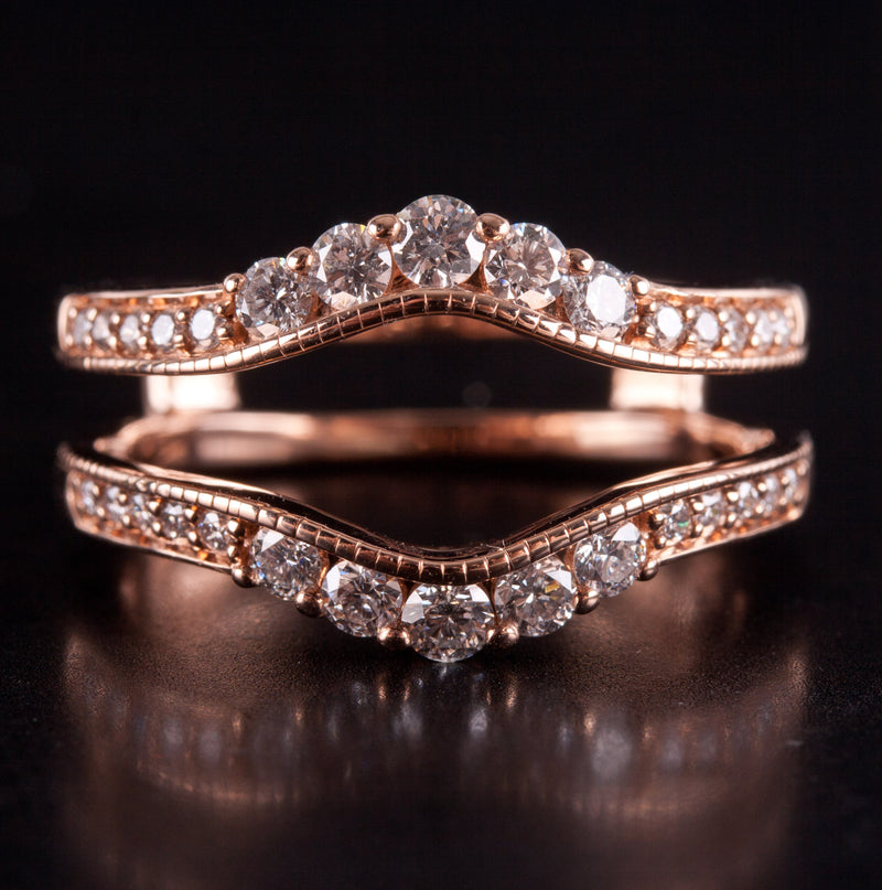 14k Rose Gold Round H SI2 Diamond Wedding Ring Guard / Enhancer .34ctw 5.05g