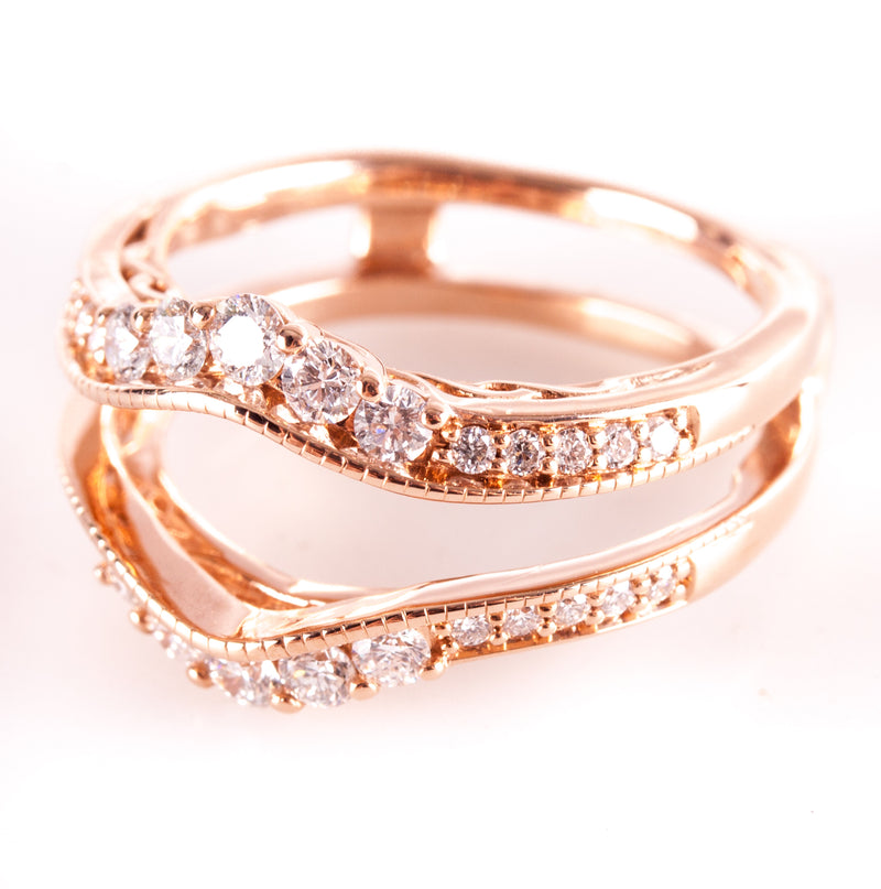 14k Rose Gold Round H SI2 Diamond Wedding Ring Guard / Enhancer .34ctw 5.05g