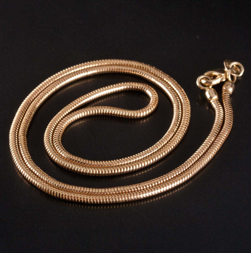 14k Yellow Gold Italian Made Snake Chain Necklace 16" Length 6.45g