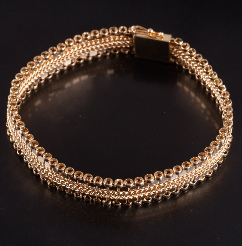 14k Yellow Gold Fancy Link Chain Bracelet 15.45g 7" Length 9.0mm Width