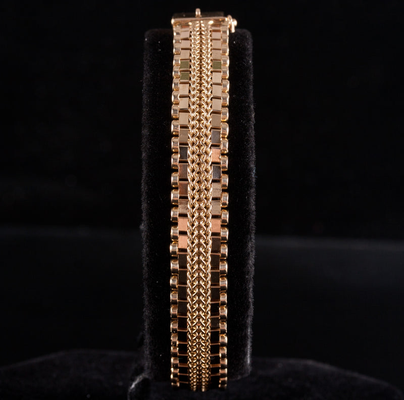 14k Yellow Gold Fancy Link Chain Bracelet 15.45g 7" Length 9.0mm Width