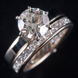14k White Gold Round J VS1 Diamond Engagement Wedding Ring Set 3.50ctw 7.65g