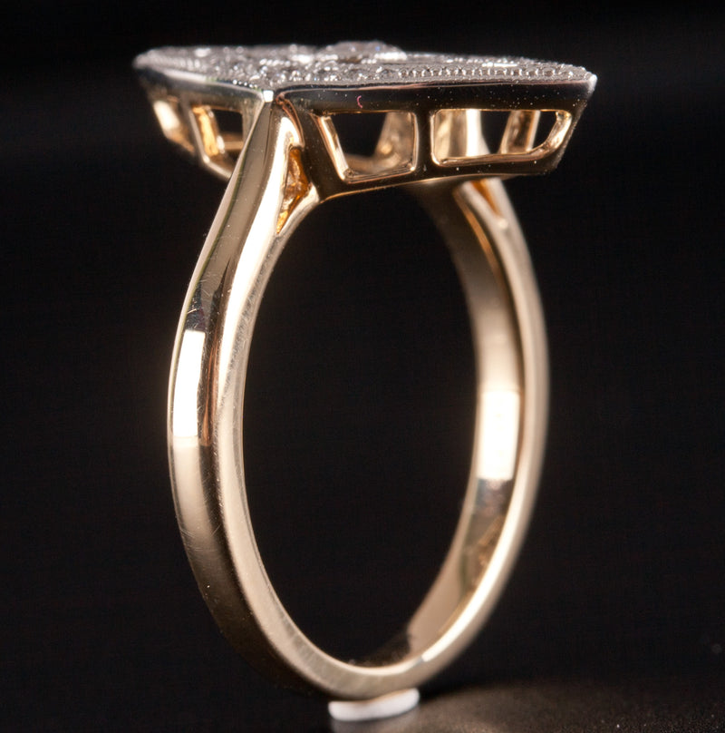 14k Yellow Gold Platinum G - H SI1 Diamond Floral Style Ring .17ctw 4.32g