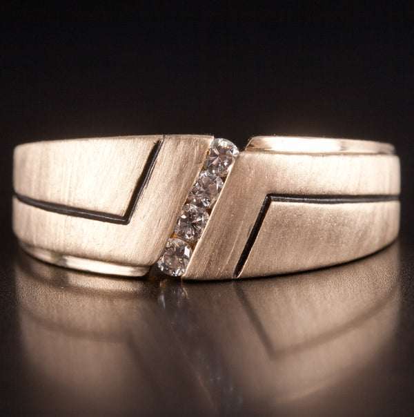 14k Yellow Gold ArtCarved Round H SI1 Diamond Channel Set Style Ring .14ctw 5.9g