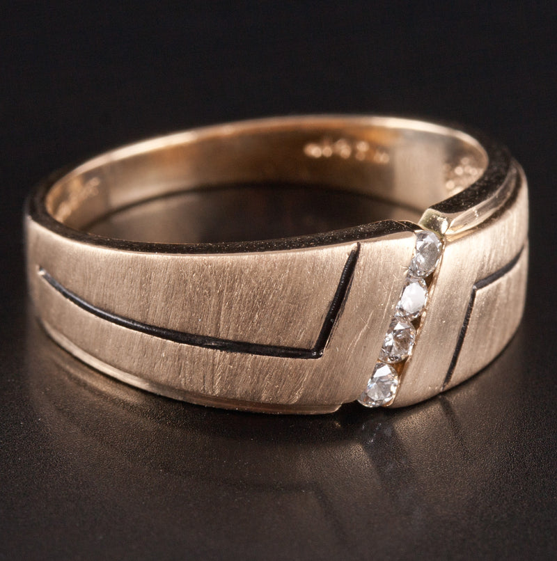 14k Yellow Gold ArtCarved Round H SI1 Diamond Channel Set Style Ring .14ctw 5.9g