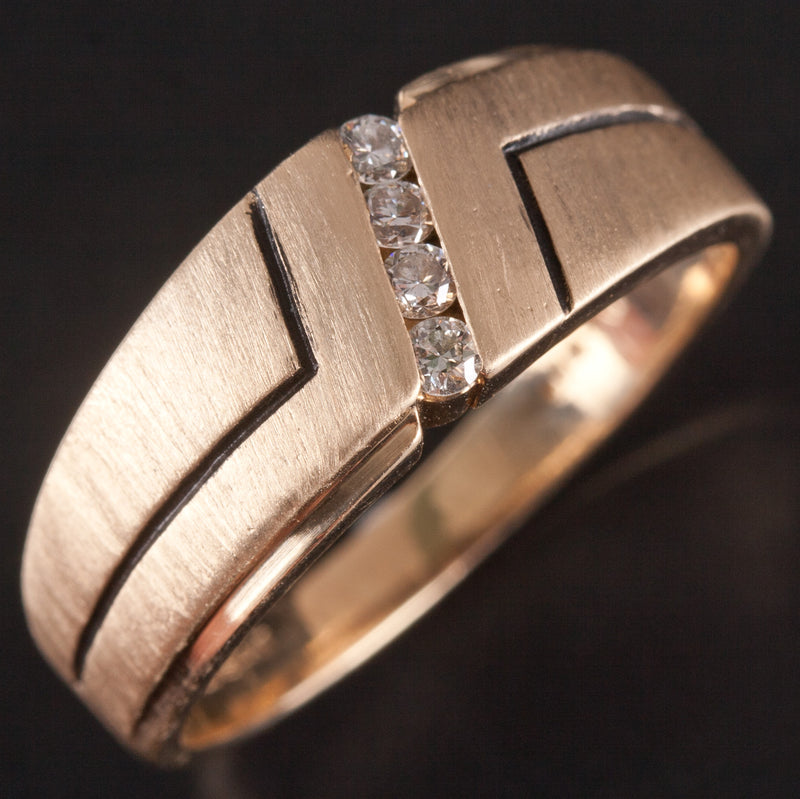 14k Yellow Gold ArtCarved Round H SI1 Diamond Channel Set Style Ring .14ctw 5.9g