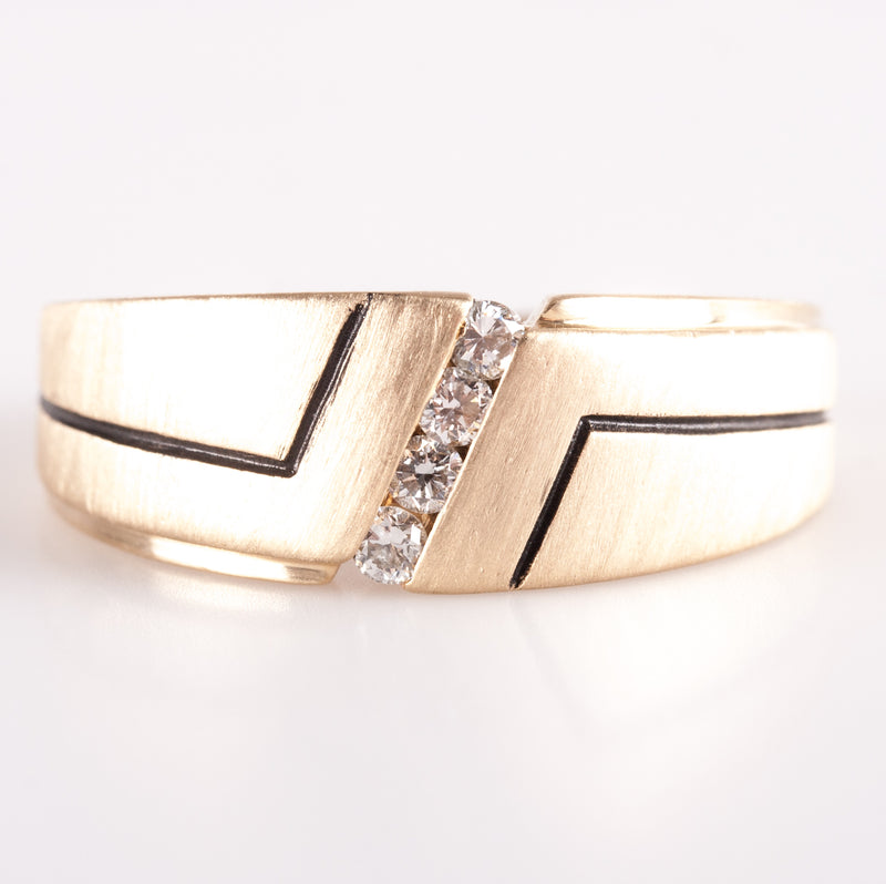 14k Yellow Gold ArtCarved Round H SI1 Diamond Channel Set Style Ring .14ctw 5.9g