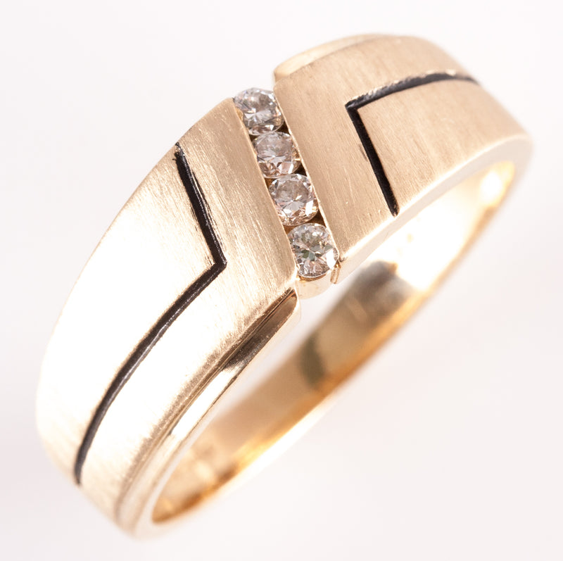 14k Yellow Gold ArtCarved Round H SI1 Diamond Channel Set Style Ring .14ctw 5.9g