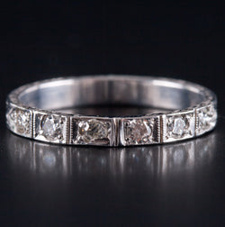 .900 Platinum Round H SI1 Diamond Etched Style Wedding Band Ring .27ctw 3.40g