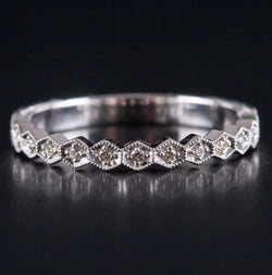 14k White Gold Round I - J SI1 Diamond Wedding Anniversary Ring .065ctw 2.1g