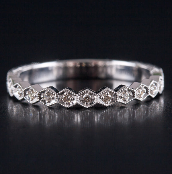 14k White Gold Round I - J SI1 Diamond Wedding Anniversary Ring .065ctw 2.1g