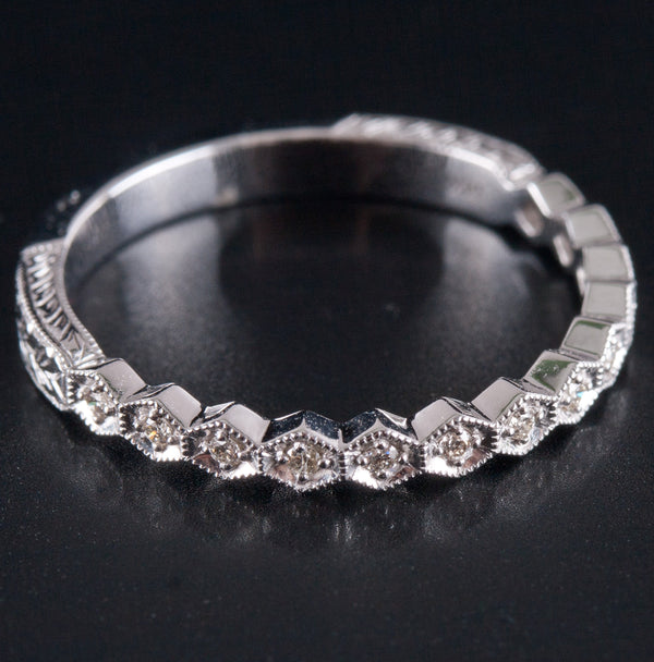 14k White Gold Round I - J SI1 Diamond Wedding Anniversary Ring .065ctw 2.1g