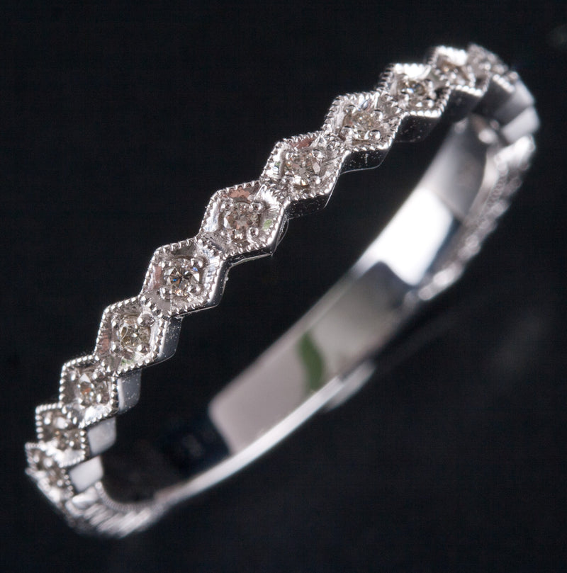 14k White Gold Round I - J SI1 Diamond Wedding Anniversary Ring .065ctw 2.1g