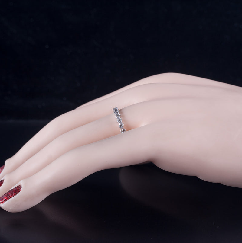 14k White Gold Round I - J SI1 Diamond Wedding Anniversary Ring .065ctw 2.1g