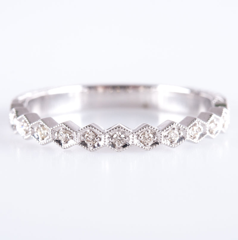 14k White Gold Round I - J SI1 Diamond Wedding Anniversary Ring .065ctw 2.1g