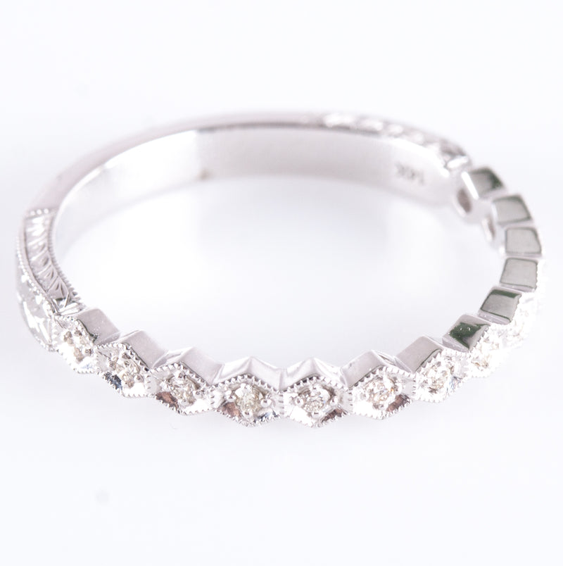 14k White Gold Round I - J SI1 Diamond Wedding Anniversary Ring .065ctw 2.1g