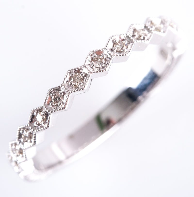 14k White Gold Round I - J SI1 Diamond Wedding Anniversary Ring .065ctw 2.1g