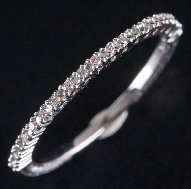 14k White Gold Round H SI1 Diamond Etched Style Wedding Ring .0665ctw 1.12g