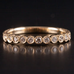 14k Yellow Gold Round H SI1 Diamond Etched Style Wedding Ring .176ctw 2.0g