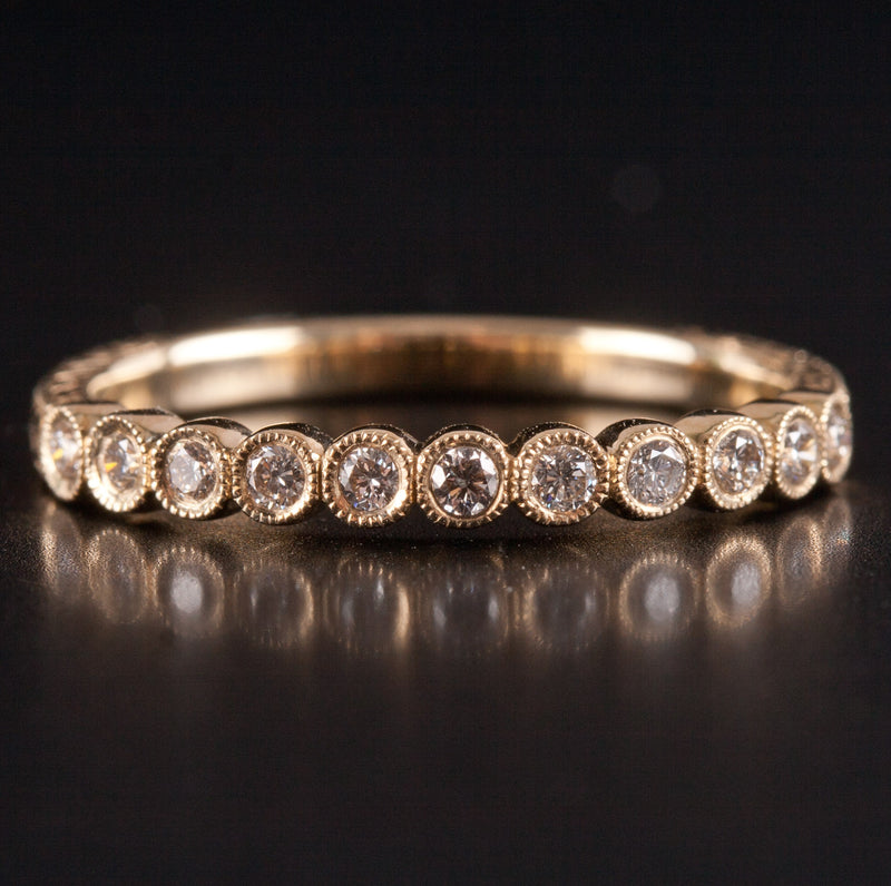 14k Yellow Gold Round H SI1 Diamond Etched Style Wedding Ring .176ctw 2.0g