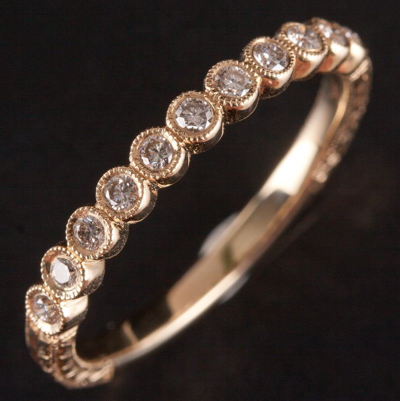 14k Yellow Gold Round H SI1 Diamond Etched Style Wedding Ring .176ctw 2.0g