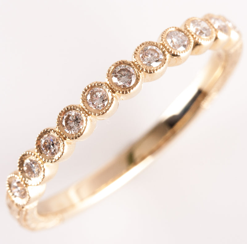14k Yellow Gold Round H SI1 Diamond Etched Style Wedding Ring .176ctw 2.0g
