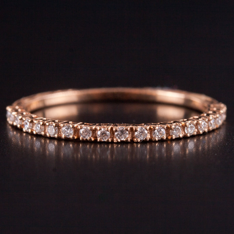 14k Rose Gold Round H SI1 Diamond Etched Style Wedding Ring .1425ctw .83g