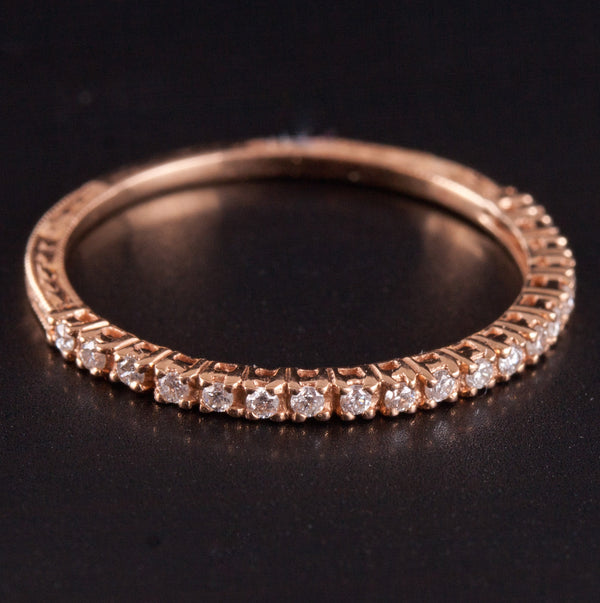 14k Rose Gold Round H SI1 Diamond Etched Style Wedding Ring .1425ctw .83g