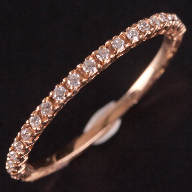 14k Rose Gold Round H SI1 Diamond Etched Style Wedding Ring .1425ctw .83g