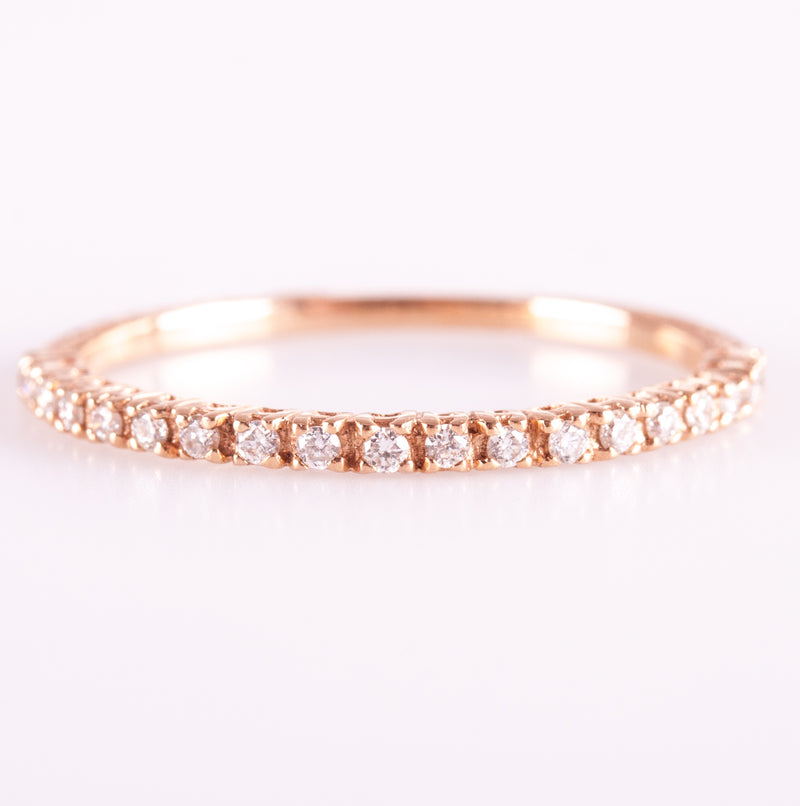 14k Rose Gold Round H SI1 Diamond Etched Style Wedding Ring .1425ctw .83g