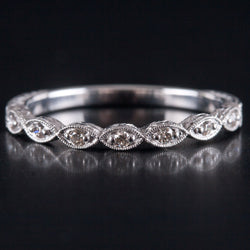 14k White Gold Round G - H SI1 Diamond Wedding Band Ring .0525ctw 1.87g