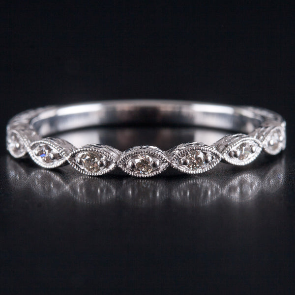 14k White Gold Round G - H SI1 Diamond Wedding Band Ring .0525ctw 1.87g