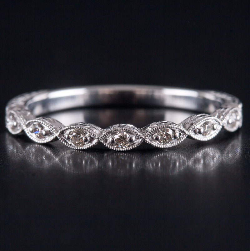 14k White Gold Round G - H SI1 Diamond Wedding Band Ring .0525ctw 1.87g