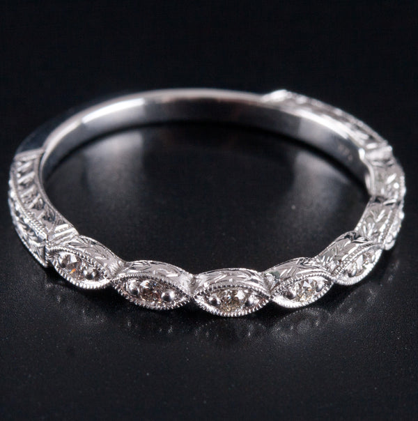 14k White Gold Round G - H SI1 Diamond Wedding Band Ring .0525ctw 1.87g