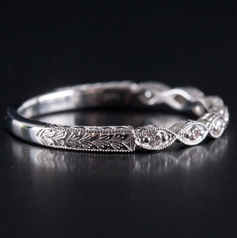 14k White Gold Round G - H SI1 Diamond Wedding Band Ring .0525ctw 1.87g