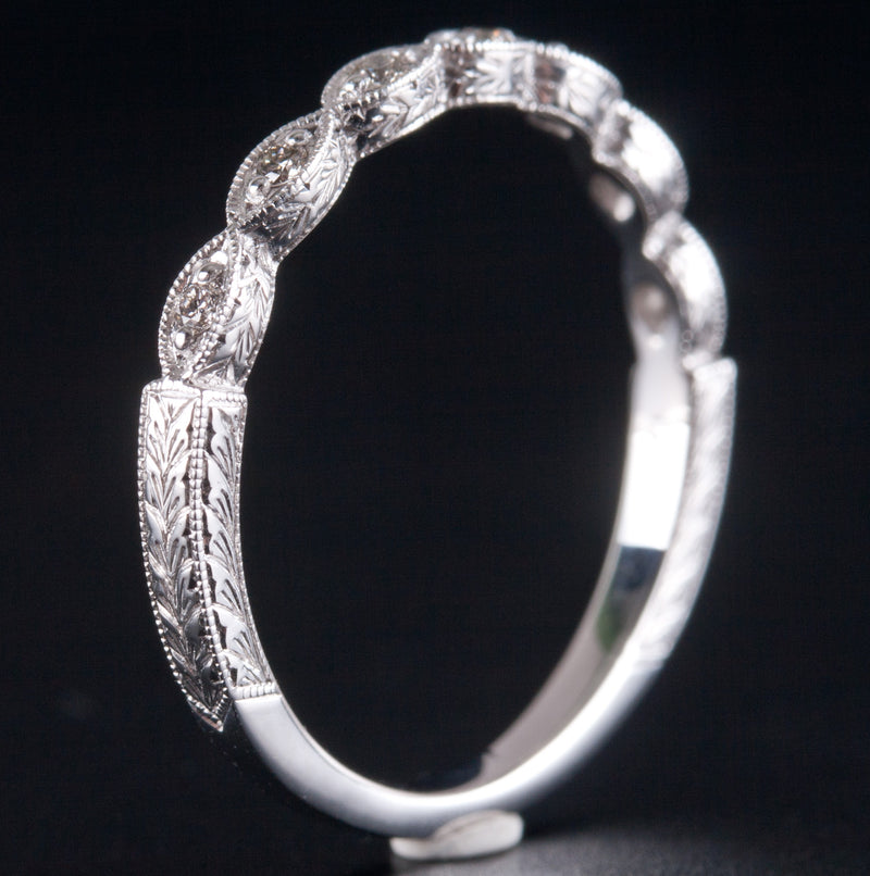 14k White Gold Round G - H SI1 Diamond Wedding Band Ring .0525ctw 1.87g