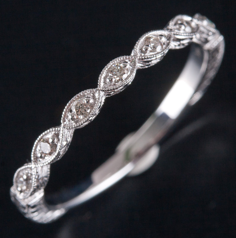 14k White Gold Round G - H SI1 Diamond Wedding Band Ring .0525ctw 1.87g