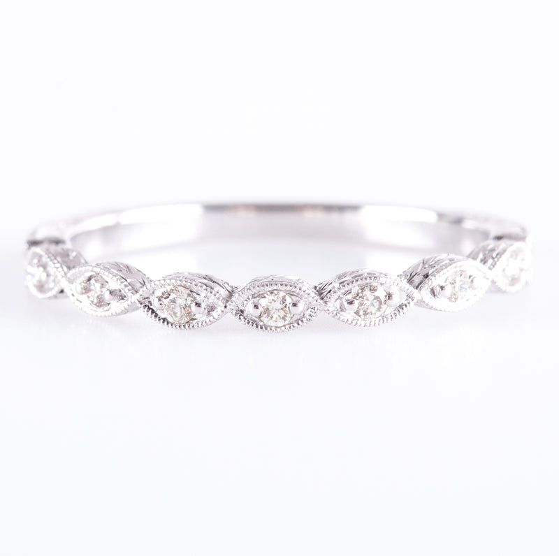 14k White Gold Round G - H SI1 Diamond Wedding Band Ring .0525ctw 1.87g