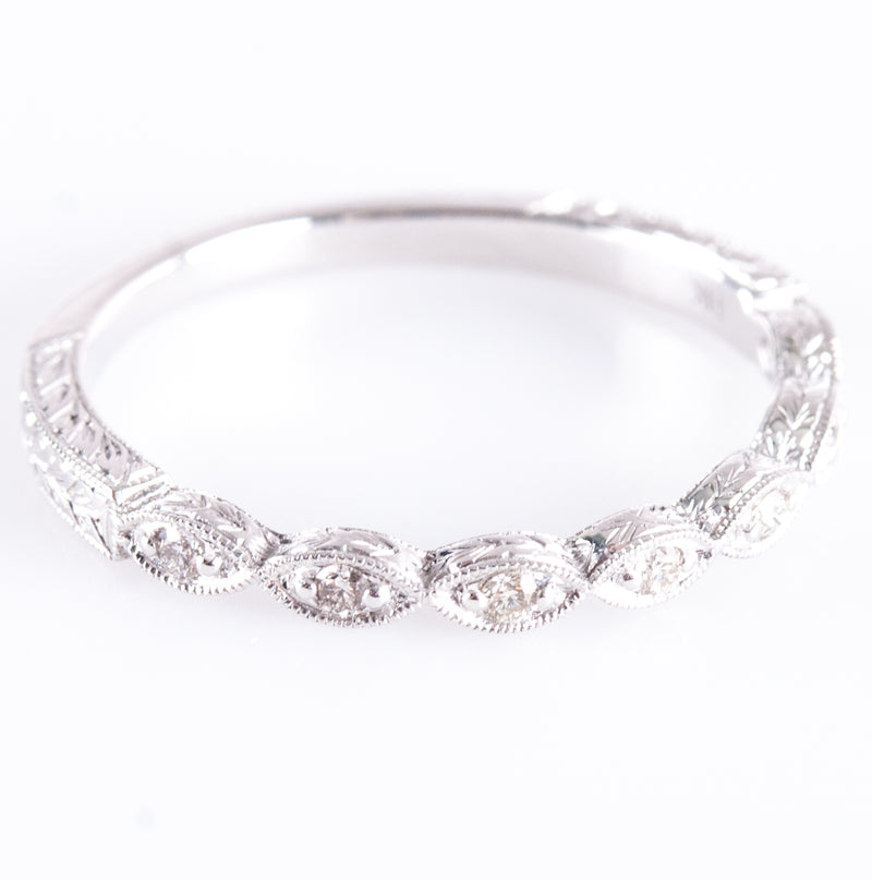 14k White Gold Round G - H SI1 Diamond Wedding Band Ring .0525ctw 1.87g