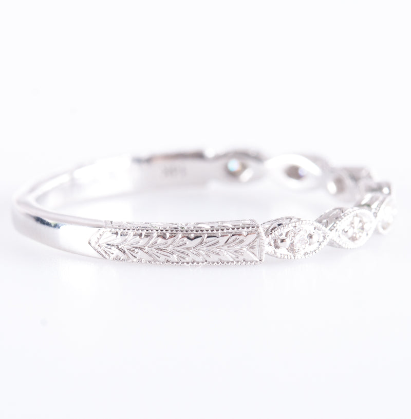 14k White Gold Round G - H SI1 Diamond Wedding Band Ring .0525ctw 1.87g