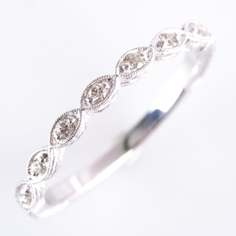 14k White Gold Round G - H SI1 Diamond Wedding Band Ring .0525ctw 1.87g