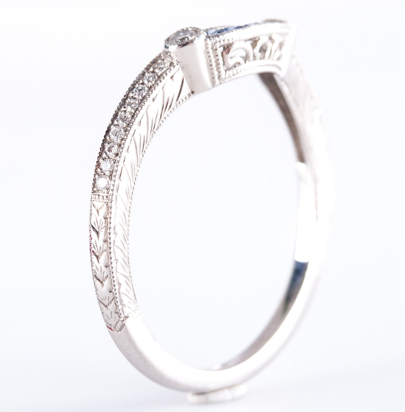Platinum Princess Sapphire & Diamond Enhancer Style Wedding Ring .185ctw 2.94g