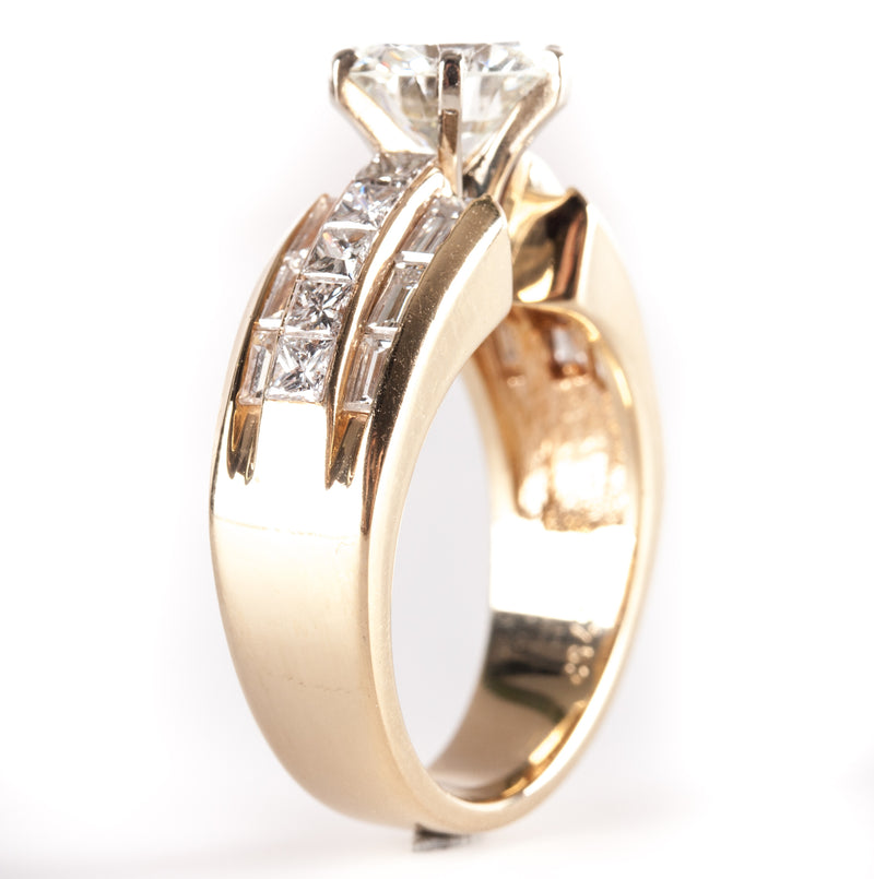 14k Yellow Gold Round G SI1 Diamond Solitaire Engagement Ring W/ Accents 3.57ctw