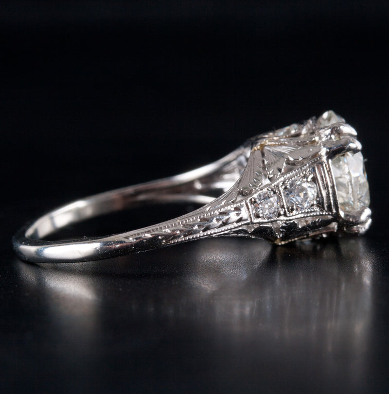 Vintage 1900's Platinum H SI2 Transitional Diamond Engagement Ring 3.10ctw 3.95g
